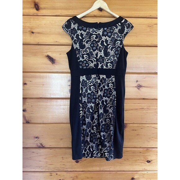 Jax Dress Size 10 Women's Lace Overlay Sleeveless Black  Dress - Picture 4 of 5
